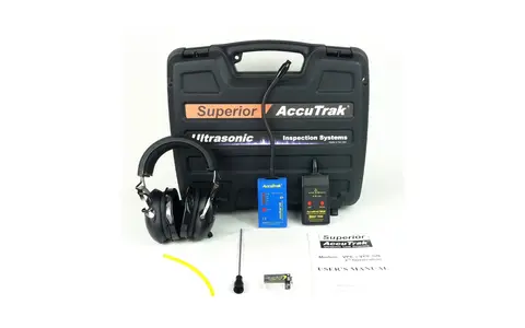 Portable ultrasonic leak detector kit with headphones