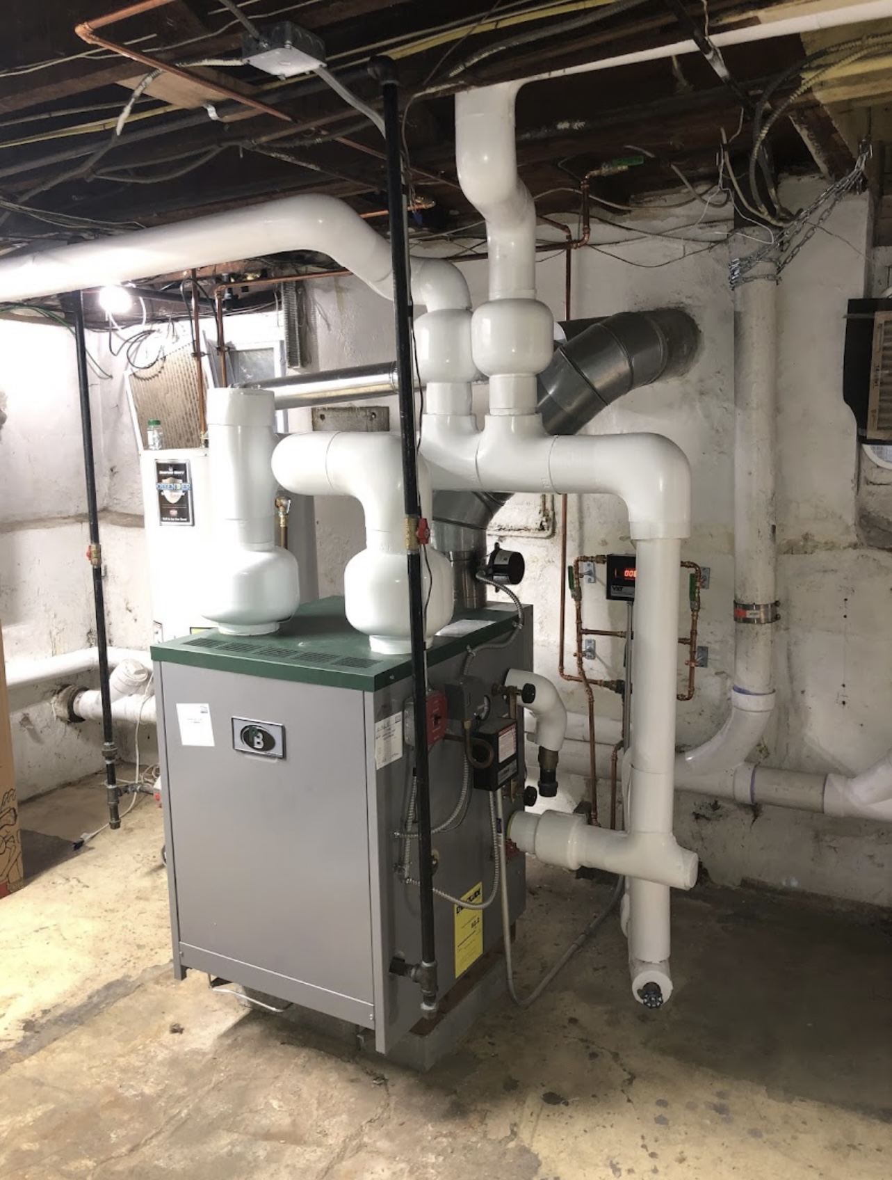Rutherford boiler and insulated near-boiler piping.